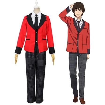 Anime Cosplay Kakegurui Ryta Suzui Kostym, Uniform för män Skoluniformer Kostym komplett set för Halloween Carnival Christmas Party (xl,röd) M