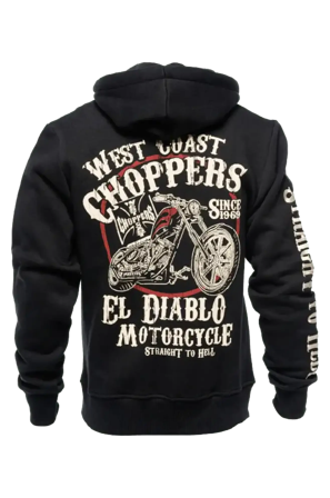 West Coast Choppers WCC - El Diablo Hoodie Med Dragkedja Svart S