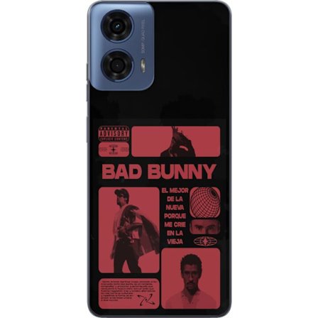 Kompatibel Mobilcover til Motorola Moto G04 Bad Bunny NFL-inspireret skjoldlogo med amerikansk fodbold og stjerner