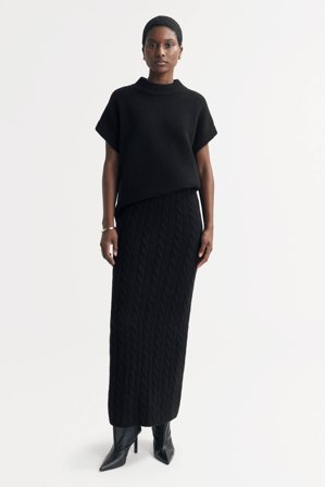 Soft Goat - Cable Knit Skirt - Cashmere skirt - XS - Black