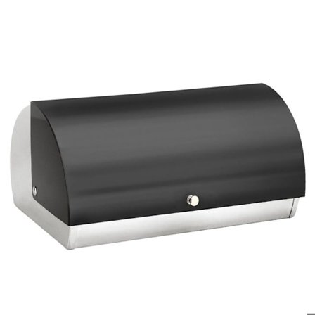 Brødkasse i rustfrit stål 38.5x28x18.5cm med klaplåg Cheffinger sort / sølv