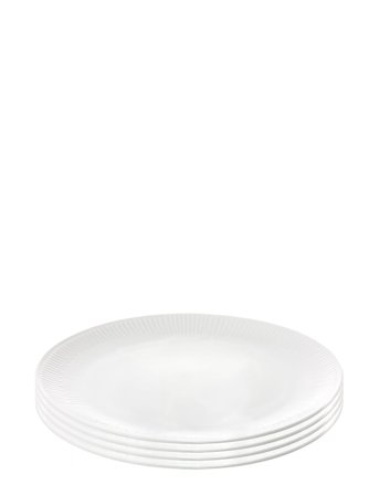 Aida | Relief - Dessert Tallerken Porcelæn White 4 Stk 20 Cm Gaveæske | ONE SIZE