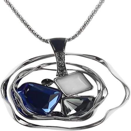 Långt halsband för eleganta kvinnor, premium zirkoniumgeometrihänge, mode kristallficka tröjkedja långt halsband