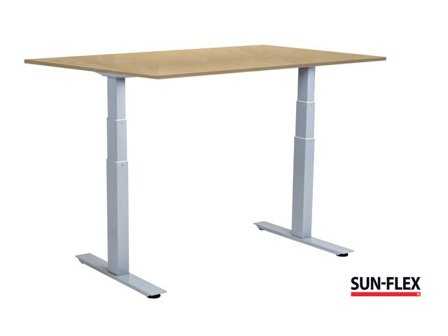 SUN-FLEX Bord VI höj/sänk 140x80 grå/björk - Lyreco - Kontorsmöbler och inredning - Bord och hurtsar - Skrivbord - Höj/sänkbar