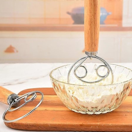 Bröddegvisp Professionell Dansk Degblandare Äggvisp Trähandtag Bröddegvisp Äggvisp Trähandtag Tillbehör Köksredskap (Ett öga)