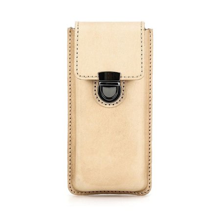 Penneveske i ekte skinn Blyantveske BEIGE 3 PLASSER 3 PLASSER