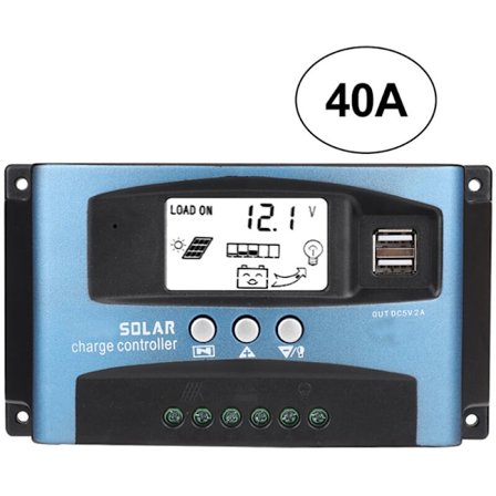 Solcellsladdningsregulator, Dubbel USB LCD-Skärm, 12V 24V, MPPT 40A