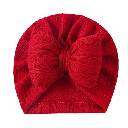 Trendy Piger Hovedbeklædning Småbørn Elastiske Huer Baby Turban Hat Sløjfe Pullover Huer Ensfarvet til Brusefester Rød Rød