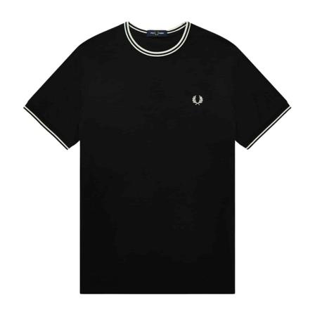 Fred Perry, Twin Tipped T-Shirt Zwart, Heren, Maat:L,Katoen