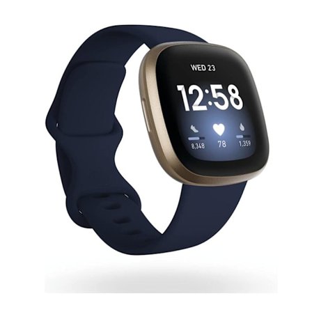 Fitbit Versa 3 40mm gold dial blue silicone strap Sports GPS watch