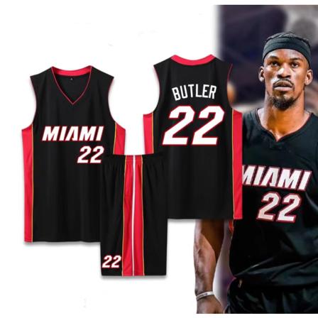 Basketballtrøjer Sportstøj Jimmy Butler Miami Heat nr. 22 Basketballtrøjer Voksne børn Classic Black children 28(150-155cm)