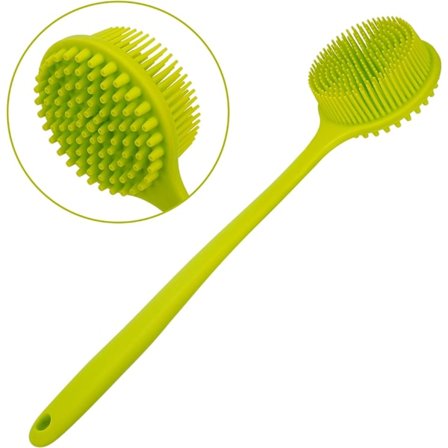 Silikon badebørster dobbeltsidig lang håndtaks dusjbørste med myke bust for kvinner menn