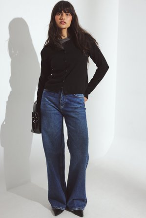 NA-KD Weite Jeans mit hoher Taille - Jeans mit weitem Bein - Blau - EU 40