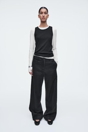 COS Women's Pantaloni In Lino Con Coulisse in Nero