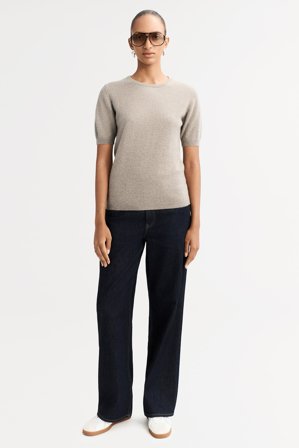 Soft Goat - Short Sleeve Crewneck - Women cashmere sweater - M - Greige