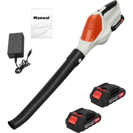 24V Sladdlös Lövblås med 2 Batterier och Laddare, Lättviktig Elektrisk Batteriblås för Trädgård, Lövrengöring