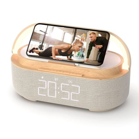 Radiovekkerklokke digital med trådløs lader Smart vekkerklokke