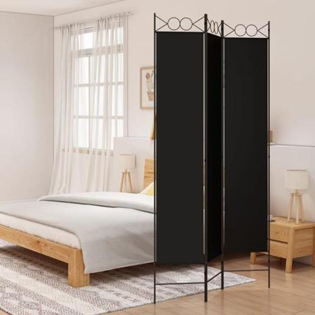 Vidaxl Rumsavdelare 3 Paneler 120x220 Cm Svart Tyg Svart