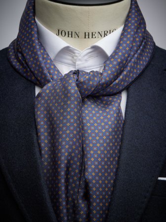 John Henric Men's Marineblauer Schal aus Wolle & Seide Size Onesize