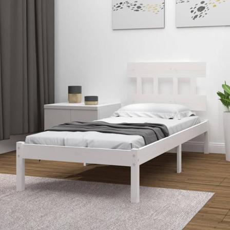 Vidaxl Sängram Vit Massivt Trä 90x190 Cm 3ft6 Vit