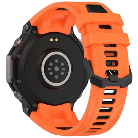 Armband för Huami Amazfit T-Rex 3 Klocka, Tvåfärgad Silikon Andningsbart Sportband - Orange+Svart (FMY)