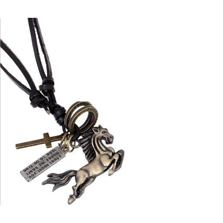 Halsband med ett silverfärgad hästsmycke