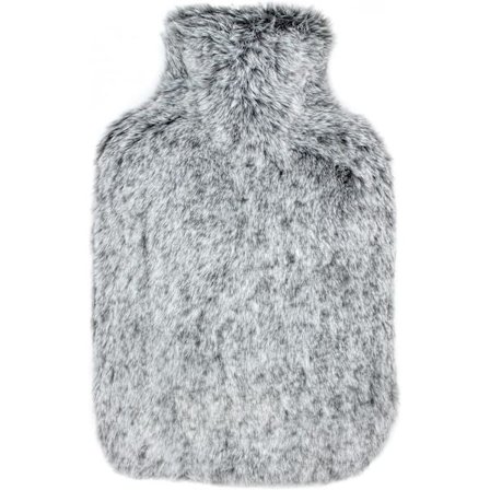 Myk varmtvannsflaske, mykt lodne trekk, med håndveske, 2L stor kapasitet, varmtvannsflaske, lindre smerte, menstruasjonssmerter (sølvgrå)