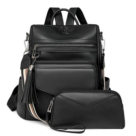 Ryggsäcksväska för Kvinnor Läder Stöldskydd Mode Designer Reseryggsäck Dam Axelväskor Med Armband