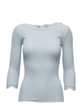 Silk T-Shirt Boat Neck Regular W/Vi Langærmet T-shirt Blå Rosemunde