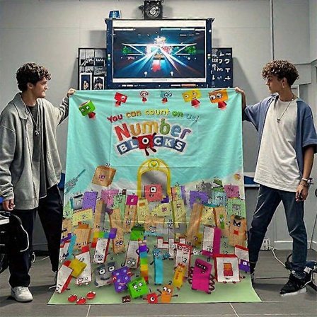 Numberblocks-tema Mjuk och lätt polyesterfilt - Livfull byggklossdesign för hem, soffa, säng, resor, C-AZXCM48[D]