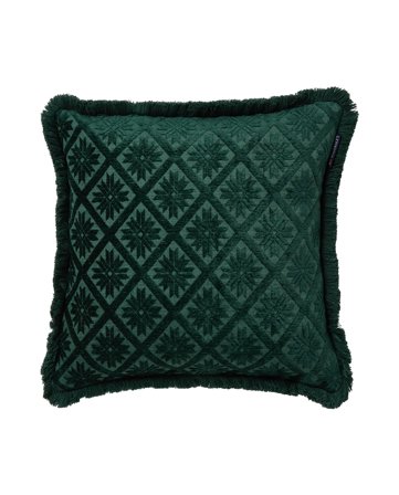 Lexington Jacquard viscose/cotton fringe pillow cover, green