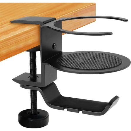 Skrivbordshållare 360° roterande fäste Spara utrymme PC Gaming Headset Stativ Under skrivbordet(Svart)