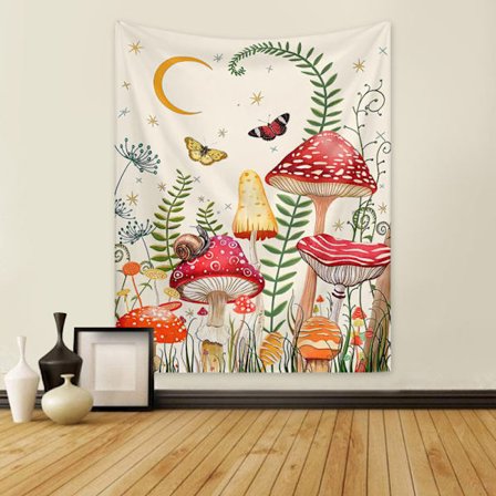 130x150cm Fantastiske sopp hvit veggteppe for naturdekorasjoner sengeteppe teppe for hjem stue soverom sovesal dekor