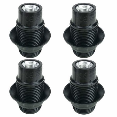Svart E14-skruv, E14-lamphållare, 4 svarta adapteruttag
