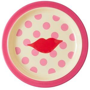 RICE A/S Melamine Kids Lunch Plate with Kiss Print One Size - Tableware - One size - Pink