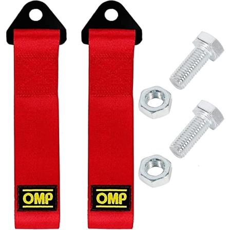 2 stk Nylon Tautau, Racing Bil Tauestropp, Sports Tauestropp, For Kjøretøy Foran Bakre Bumper (rød)