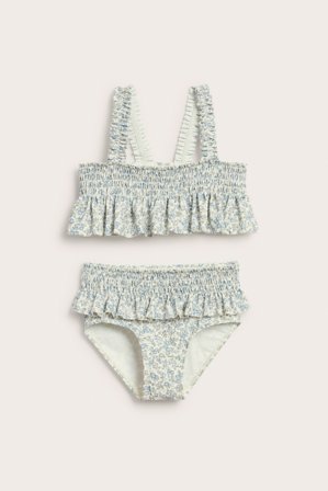 Newbie | Bikini med vaffelstrikk og volang Grønn 110/116 | Grønn