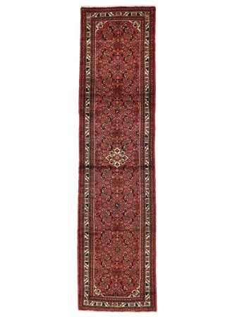 85X320 Tappeto Hosseinabad Orientale Passatoie Rosso Scuro/Nero (Lana, Persia) Carpetvista