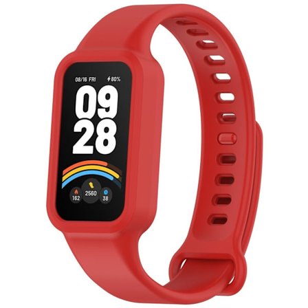 Xiaomi Smart Band 9 Active / Redmi Band 3 Klockarmband Mjukt silikonarmband med klockfodral - Röd