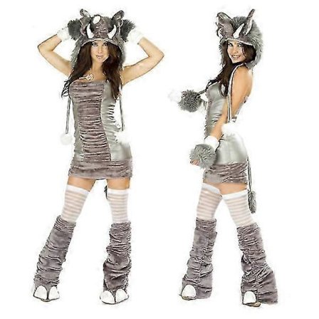 2025 Sexy Jule Kvinnedrakt Cosplay Stor Hale Ulv Cosplay Party Maid Fristelse Julenissen Todelt Kostyme Elefant-FF- Elefantfarge