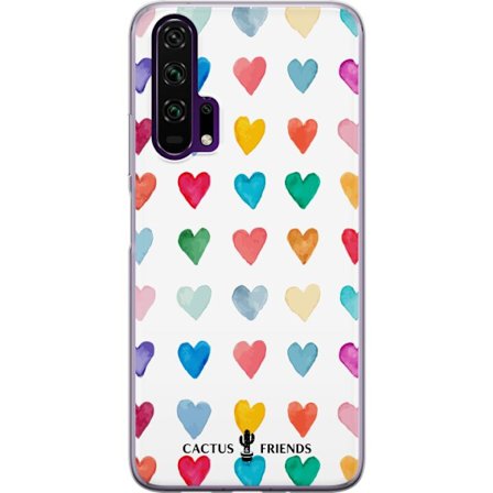 Kompatibelt Mobildeksel til Honor Honor 20 Pro Cactus and Friends - Watercolor Love Grid