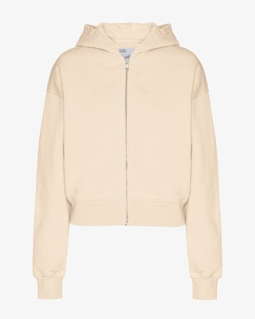 Organic Crop Zip Hood - Ivory White