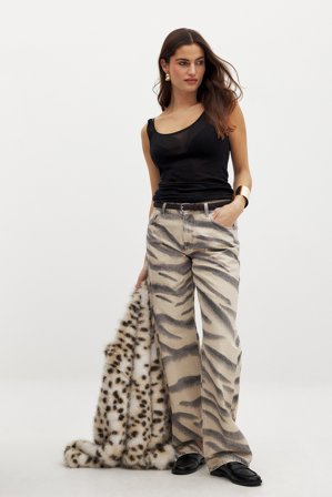 NA-KD Jean à imprimé - Jeans droits - Multicolore - EU 40