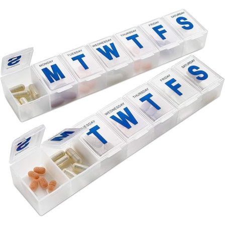 Viikoittainen pillerirasia, 7 päivän pillerisuunnittelija erittäin suuri, 2-pakkaus