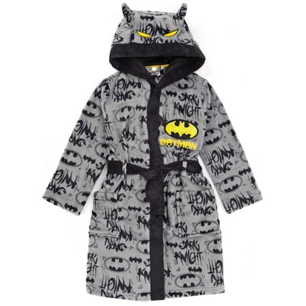 Batman Pojkar Fluffy Robe 8-9 År Grå/Svart/Gul