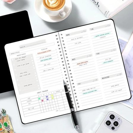 1 stk. To-Do-Liste Notatbok - Udateret Ukentlig Planlegger Dagbok Sjekkliste Organizer 52 Avrivbare Sider med Vanetracker