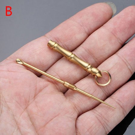 Solid kobber bambus nøglering vedhæng vintage messing metal øre Pi