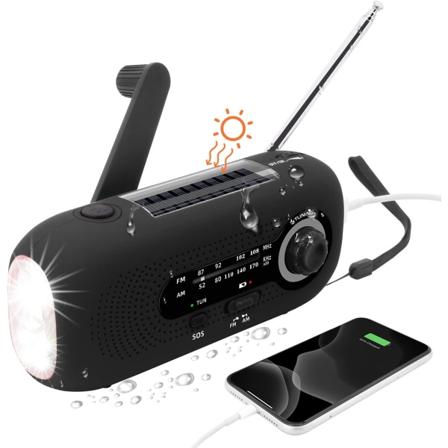 (Musta)Aurinkoenergiainen Kannettava Radio, Dynamo Radio, Aurinkoenergiainen Radio SOS-toiminnoilla
