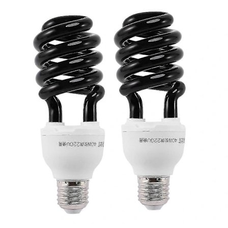 (pow yeah!) 2x E27 40w UV Ultraviolett Fluorescerande Svartljus CFL Lampa Glödlampa 220v Form:spiral Watt Volt