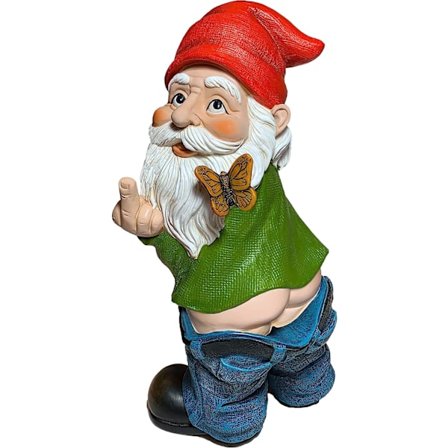 Humør Lab Have Gnome - Bukser Ned Gnome - 9,3 Tommer Høj Statue Plæne Have Figur